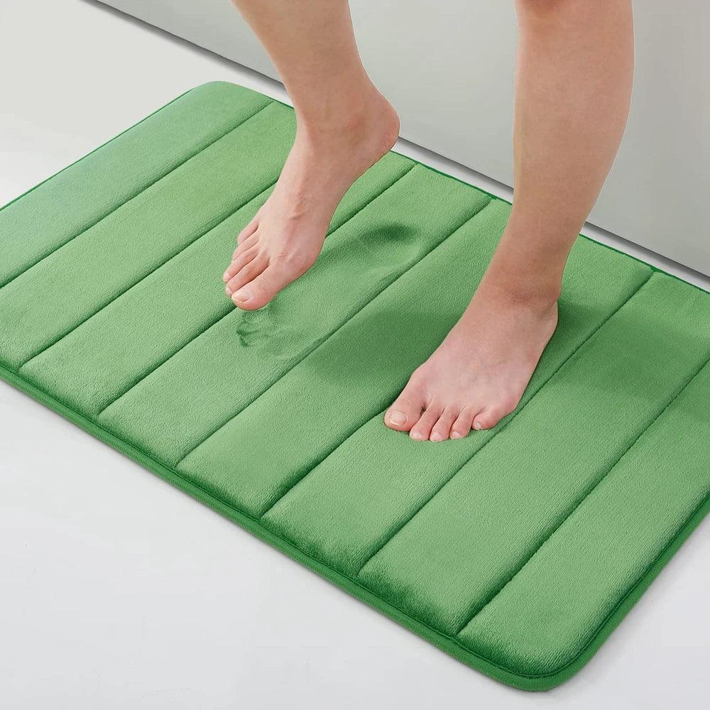 Homaxy Absorbent Bathroom Bath Mat Non-Slip Shower Rug Soft Memory Foam Kitchen Floor Carpet Coral Velvet Pad Home Decoration