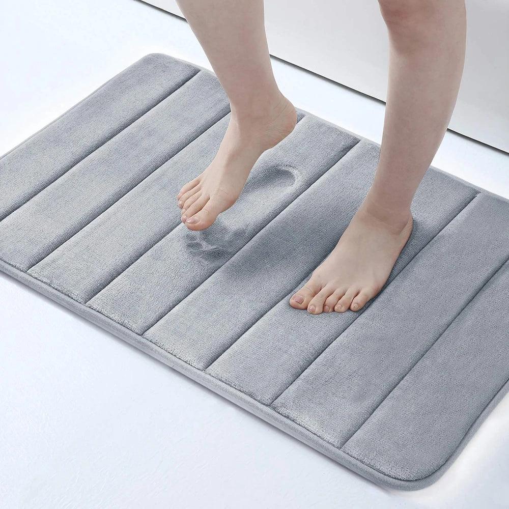 Homaxy Absorbent Bathroom Bath Mat Non-Slip Shower Rug Soft Memory Foam Kitchen Floor Carpet Coral Velvet Pad Home Decoration