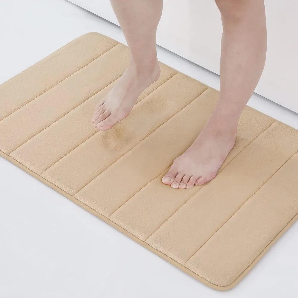 Homaxy Absorbent Bathroom Bath Mat Non-Slip Shower Rug Soft Memory Foam Kitchen Floor Carpet Coral Velvet Pad Home Decoration