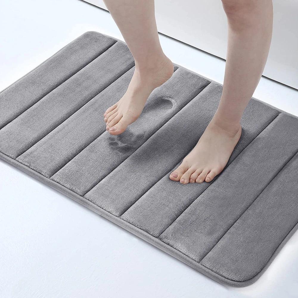 Homaxy Absorbent Bathroom Bath Mat Non-Slip Shower Rug Soft Memory Foam Kitchen Floor Carpet Coral Velvet Pad Home Decoration