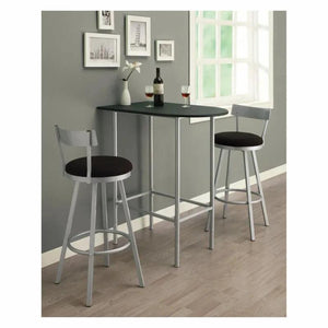 Home Bar, Bar Table, Bar Height, Pub, 36" Rectangular, Small, Kitchen, Metal, Laminate, Black, Grey, Contemporary, Modern