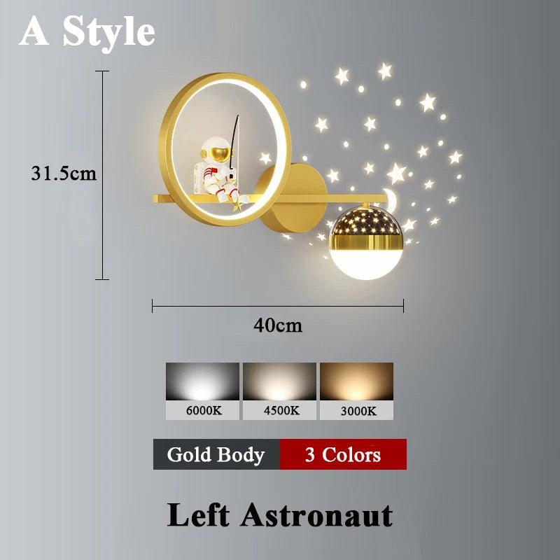 Home Decor Star Projector Wall Lamp LED Metal Body Space Style Children Sconce Light Resin Astronaut Kids Bedroom Modern Lustres