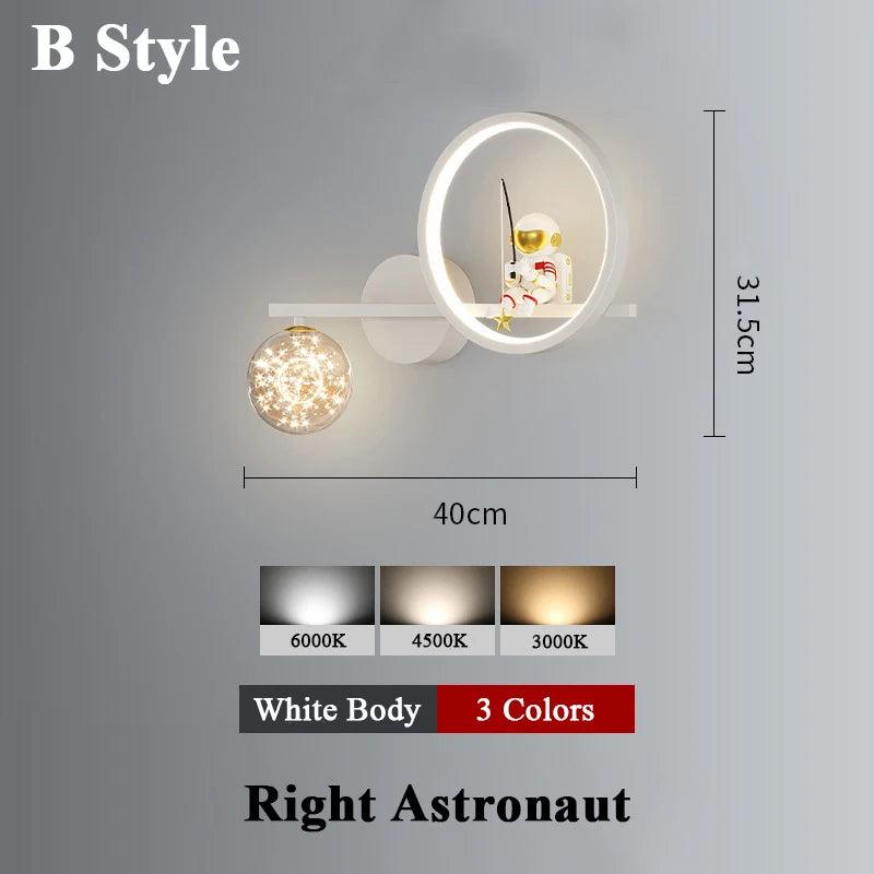 Home Decor Star Projector Wall Lamp LED Metal Body Space Style Children Sconce Light Resin Astronaut Kids Bedroom Modern Lustres