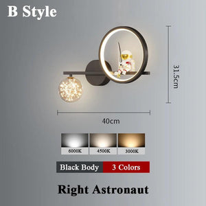 Home Decor Star Projector Wall Lamp LED Metal Body Space Style Children Sconce Light Resin Astronaut Kids Bedroom Modern Lustres