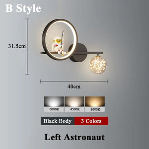 Home Decor Star Projector Wall Lamp LED Metal Body Space Style Children Sconce Light Resin Astronaut Kids Bedroom Modern Lustres