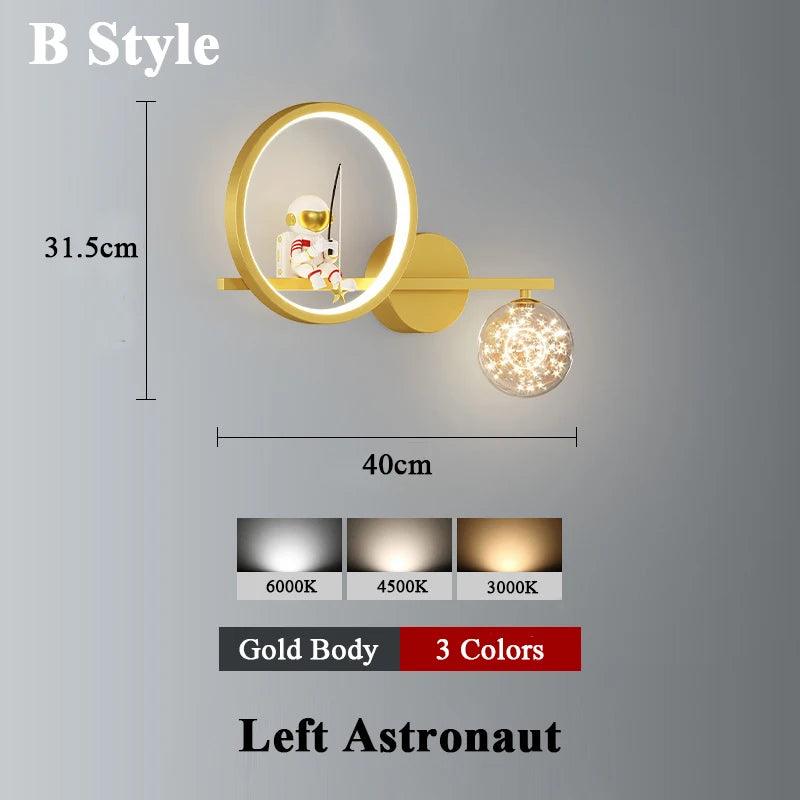 Home Decor Star Projector Wall Lamp LED Metal Body Space Style Children Sconce Light Resin Astronaut Kids Bedroom Modern Lustres