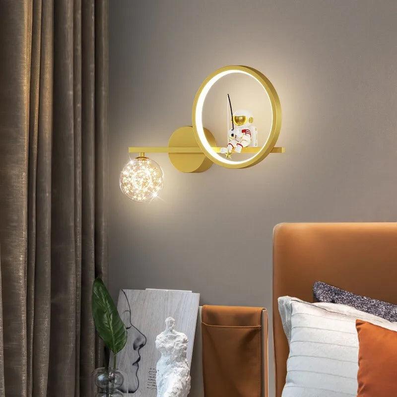 Home Decor Star Projector Wall Lamp LED Metal Body Space Style Children Sconce Light Resin Astronaut Kids Bedroom Modern Lustres