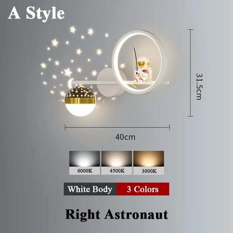 Home Decor Star Projector Wall Lamp LED Metal Body Space Style Children Sconce Light Resin Astronaut Kids Bedroom Modern Lustres