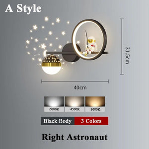 Home Decor Star Projector Wall Lamp LED Metal Body Space Style Children Sconce Light Resin Astronaut Kids Bedroom Modern Lustres