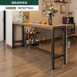 Home Wooden High Table Balcony Leisure Bar Tables Simple Kitchen Furniture The Wall Iron Art Long Table Cafe Table and Chair Set