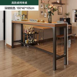 Home Wooden High Table Balcony Leisure Bar Tables Simple Kitchen Furniture The Wall Iron Art Long Table Cafe Table and Chair Set