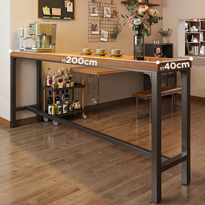 Home Wooden High Table Balcony Leisure Bar Tables Simple Kitchen Furniture The Wall Iron Art Long Table Cafe Table and Chair Set