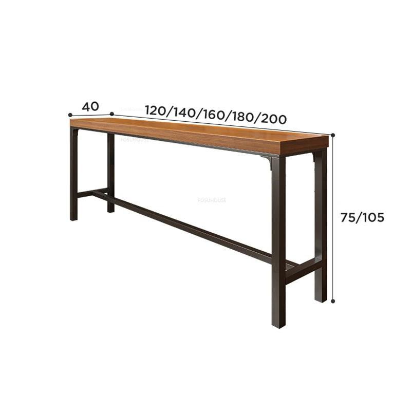 Home Wooden High Table Balcony Leisure Bar Tables Simple Kitchen Furniture The Wall Iron Art Long Table Cafe Table and Chair Set