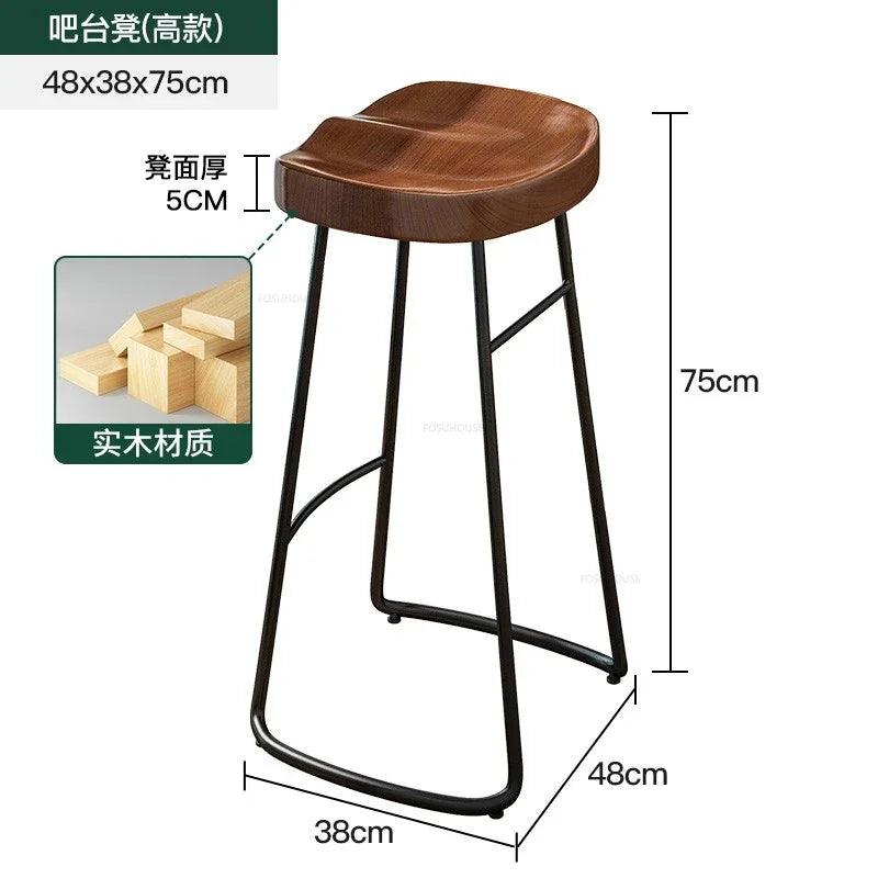 Home Wooden High Table Balcony Leisure Bar Tables Simple Kitchen Furniture The Wall Iron Art Long Table Cafe Table and Chair Set