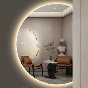 Hot Selling Luxury Styles Touch Screen Wall Decorative Bathroom Vanity Half Moon Led Lighted Smart Makeup Backlit Bath Mirror