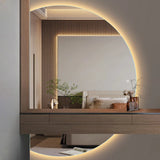 Hot Selling Luxury Styles Touch Screen Wall Decorative Bathroom Vanity Half Moon Led Lighted Smart Makeup Backlit Bath Mirror