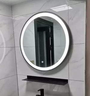 Hot Selling Round Acrylic Framed Wall Hung Mirror LED Lights Touch Sensor Switch Backlit Smart Bathroom LED Vanity Bath