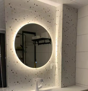 Hot Selling Round Acrylic Framed Wall Hung Mirror LED Lights Touch Sensor Switch Backlit Smart Bathroom LED Vanity Bath