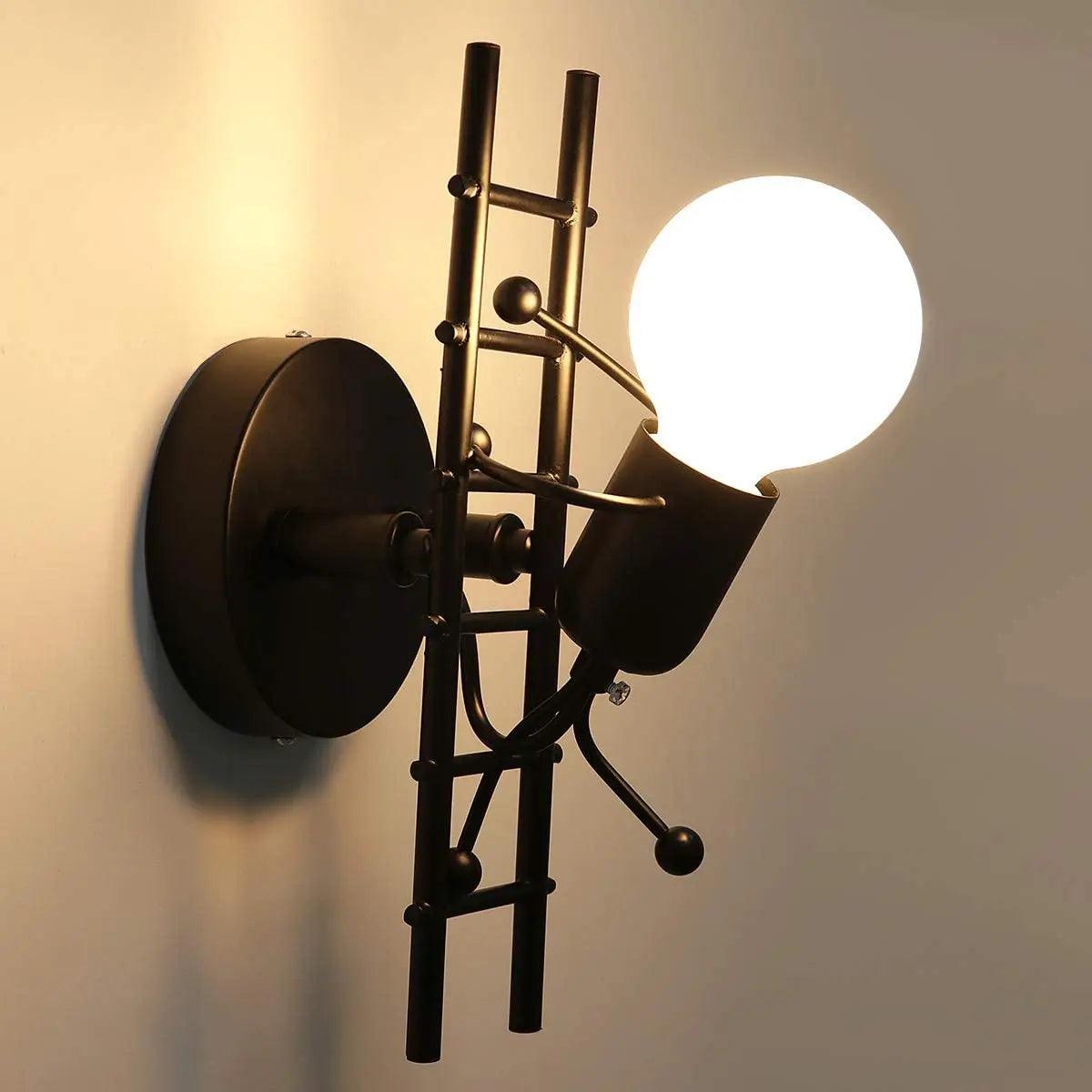 Humanoid Creative Wall Light Modern Simple Little Man Bedside Lamp Sconce Indoor Decor Hanging Lighting for Children Bedroom LED