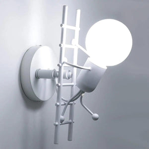 Humanoid Creative Wall Light Modern Simple Little Man Bedside Lamp Sconce Indoor Decor Hanging Lighting for Children Bedroom LED