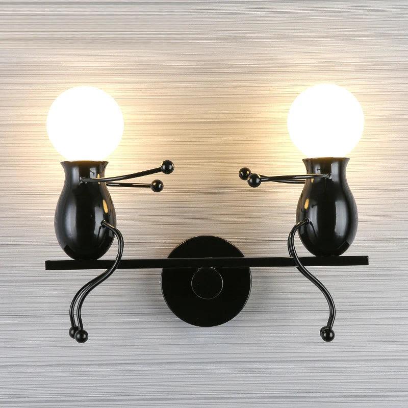 Humanoid Creative Wall Light Modern Simple Little Man Bedside Lamp Sconce Indoor Decor Hanging Lighting for Children Bedroom LED