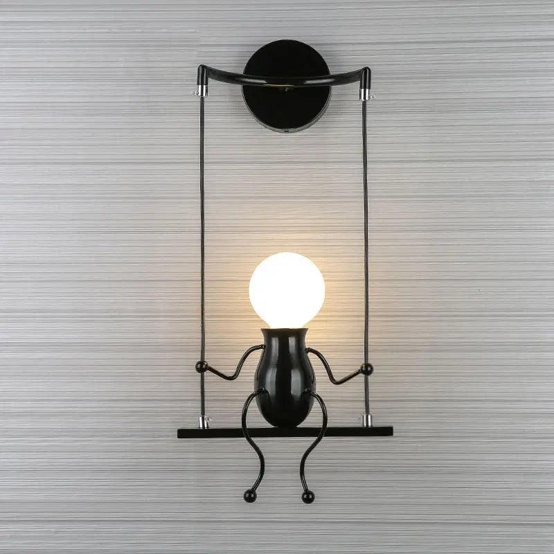 Humanoid Creative Wall Light Modern Simple Little Man Bedside Lamp Sconce Indoor Decor Hanging Lighting for Children Bedroom LED