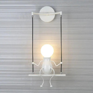 Humanoid Creative Wall Light Modern Simple Little Man Bedside Lamp Sconce Indoor Decor Hanging Lighting for Children Bedroom LED