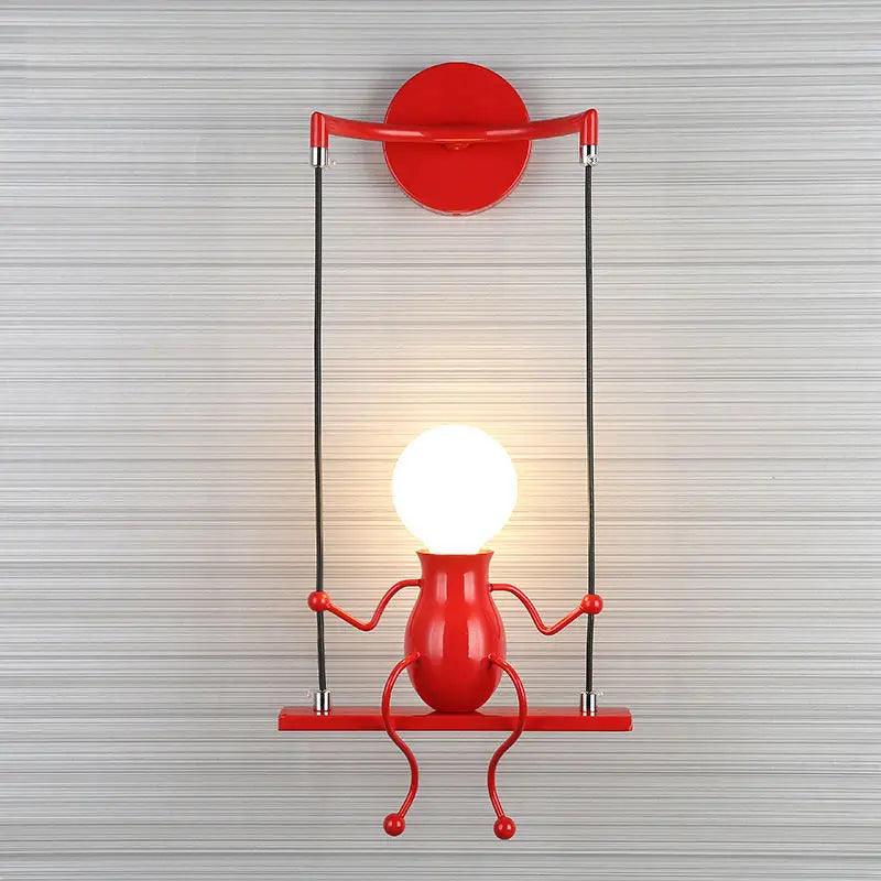 Humanoid Creative Wall Light Modern Simple Little Man Bedside Lamp Sconce Indoor Decor Hanging Lighting for Children Bedroom LED