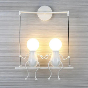 Humanoid Creative Wall Light Modern Simple Little Man Bedside Lamp Sconce Indoor Decor Hanging Lighting for Children Bedroom LED