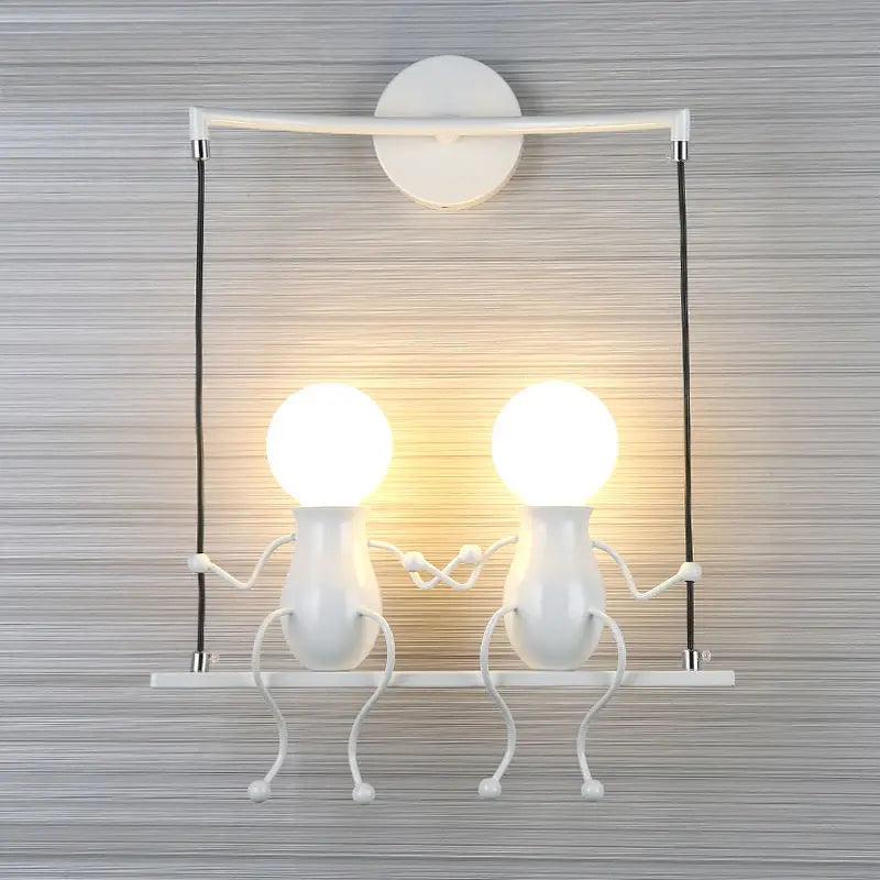 Humanoid Creative Wall Light Modern Simple Little Man Bedside Lamp Sconce Indoor Decor Hanging Lighting for Children Bedroom LED