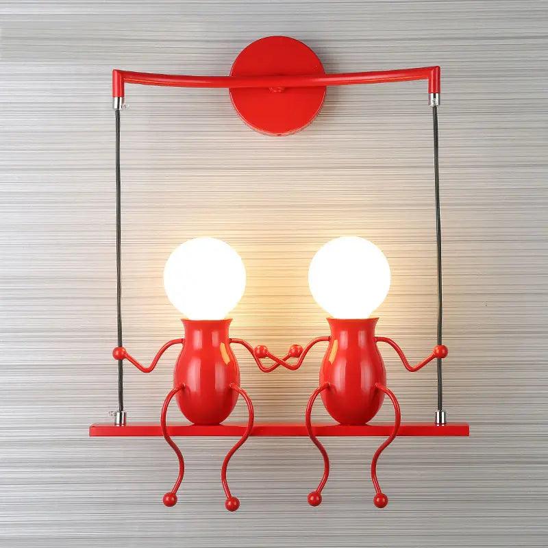 Humanoid Creative Wall Light Modern Simple Little Man Bedside Lamp Sconce Indoor Decor Hanging Lighting for Children Bedroom LED