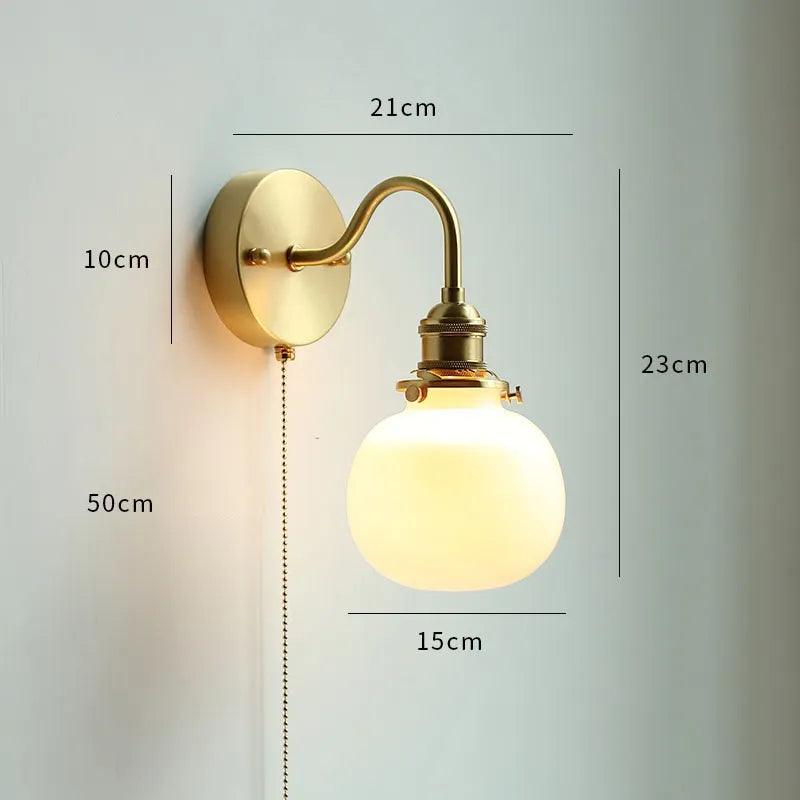 IWHD Ceramic Nordic Modern Wall Lamp Beside Pull China Switch Bathroom Mirror Stair Light Copper LED Wall Sconce Luminaria