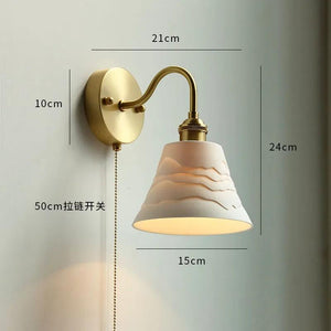 IWHD Ceramic Nordic Modern Wall Lamp Beside Pull China Switch Bathroom Mirror Stair Light Copper LED Wall Sconce Luminaria