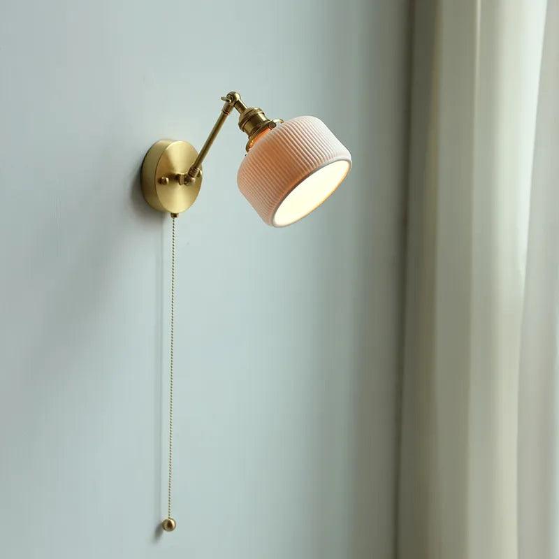 IWHD Ceramic Nordic Modern Wall Lamp Beside Pull China Switch Bathroom Mirror Stair Light Copper LED Wall Sconce Luminaria