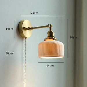 IWHD Ceramic Nordic Modern Wall Lamp Beside Pull China Switch Bathroom Mirror Stair Light Copper LED Wall Sconce Luminaria