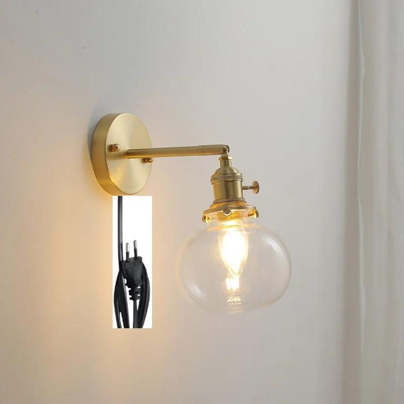 IWHD Pull Chain Nordic Modern Wall Lamp Sconce Beside Bedroom Bathroom Mirror Stair Light Glass Ball Wandlamp Luminaira Lighting