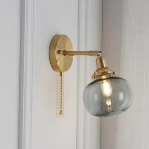 IWHD Pull Chain Nordic Modern Wall Lamp Sconce Beside Bedroom Bathroom Mirror Stair Light Glass Ball Wandlamp Luminaira Lighting