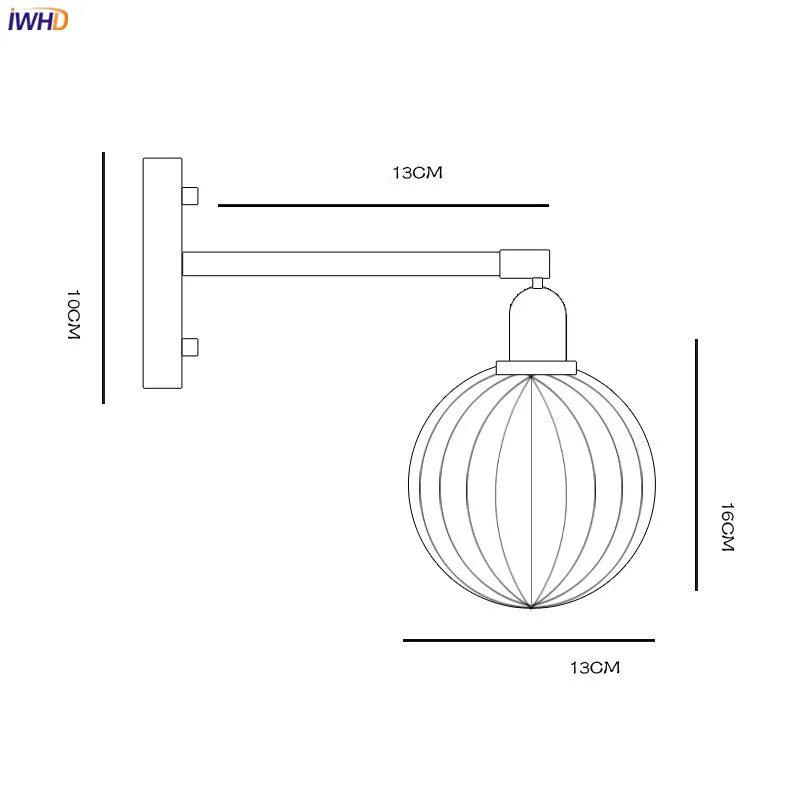 IWHD Pull Chain Nordic Modern Wall Lamp Sconce Beside Bedroom Bathroom Mirror Stair Light Glass Ball Wandlamp Luminaira Lighting