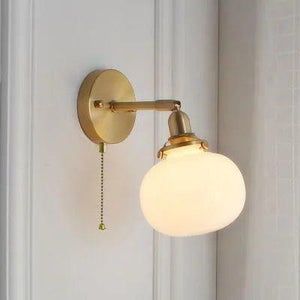 IWHD Pull Chain Nordic Modern Wall Lamp Sconce Beside Bedroom Bathroom Mirror Stair Light Glass Ball Wandlamp Luminaira Lighting