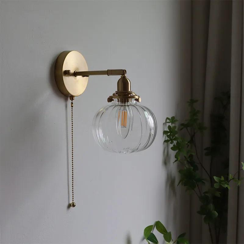 IWHD Pull Chain Nordic Modern Wall Lamp Sconce Beside Bedroom Bathroom Mirror Stair Light Glass Ball Wandlamp Luminaira Lighting