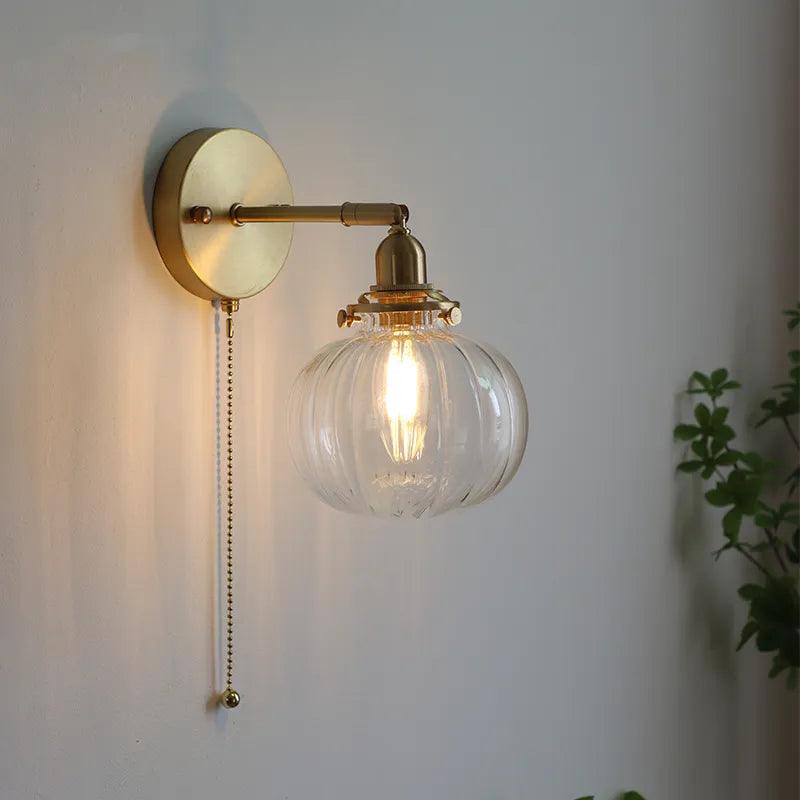 IWHD Pull Chain Nordic Modern Wall Lamp Sconce Beside Bedroom Bathroom Mirror Stair Light Glass Ball Wandlamp Luminaira Lighting