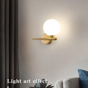 Indoor Glass Ball LED Wall Lights Wall Lamp for Bedroom Beside Interior Wall Sconce with G9 9w Bulb for Home Lighting Black Gold