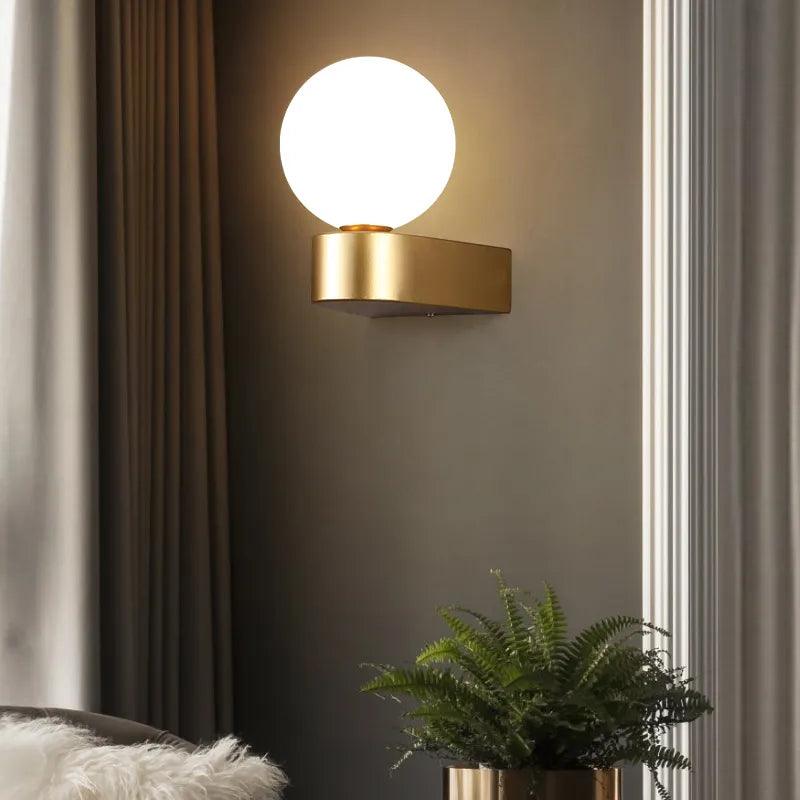 Indoor Glass Ball LED Wall Lights Wall Lamp for Bedroom Beside Interior Wall Sconce with G9 9w Bulb for Home Lighting Black Gold