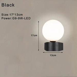 Indoor Glass Ball LED Wall Lights Wall Lamp for Bedroom Beside Interior Wall Sconce with G9 9w Bulb for Home Lighting Black Gold