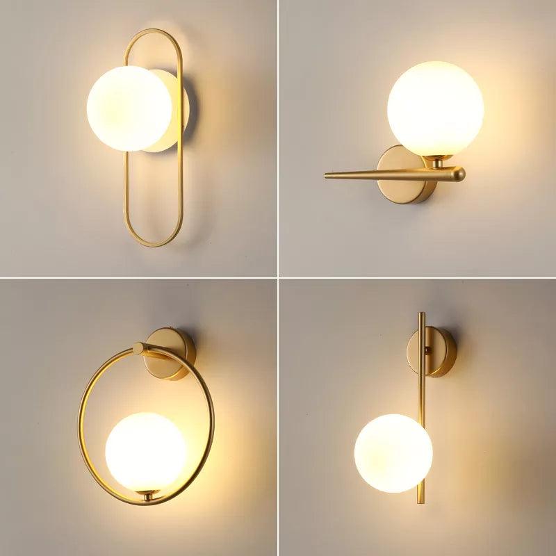 Indoor Glass Ball LED Wall Lights Wall Lamp for Bedroom Beside Interior Wall Sconce with G9 9w Bulb for Home Lighting Black Gold