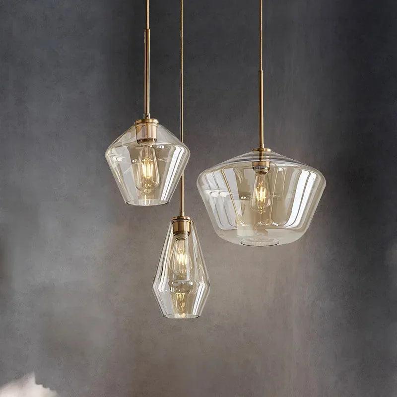 Industrial Glass Chandelier Lighting for Home Dining Room Fixture Kitchen Loft Hanging Lamp Restaurant Bar Decor Pendant Lights