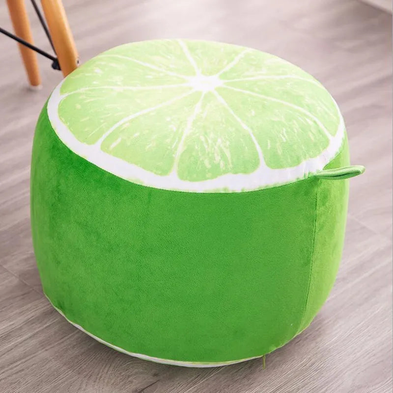 Inflatable Stool Thicken Cotton Cover Cartoon Plush 3D Fruit Inflatable Pouf Chair Lovely Children Cushion Stools Portable 1PC