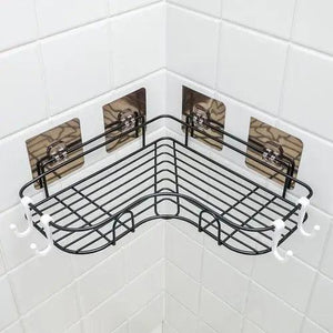 Iron Bathroom Shelf Shower Wall Mount Shampoo Storage Holder With Suction Cup No Drilling Kitchen Storage Bathroom Accessories