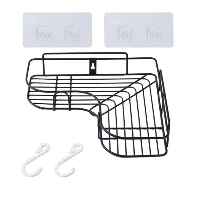 Iron Bathroom Shelf Shower Wall Mount Shampoo Storage Holder With Suction Cup No Drilling Kitchen Storage Bathroom Accessories