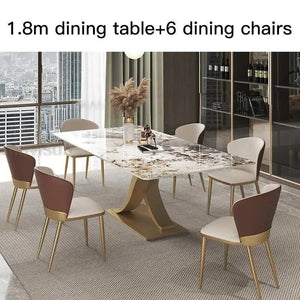 Italian Light Luxury Bright Slate Designer Dining Table Modern Minimalist High-end Creative Rectangular Marble Stone Table